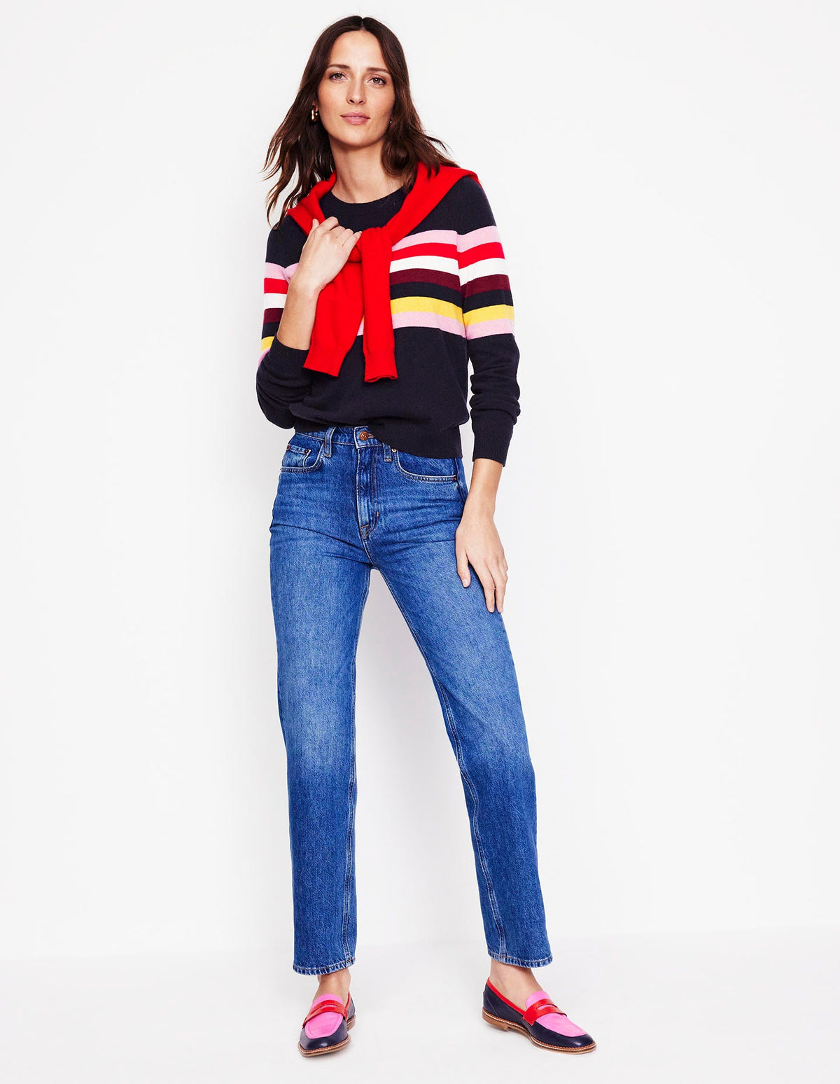 Eva Kaschmirpullover mit Rundhalsausschnitt-Marineblau, Regenbogen-5