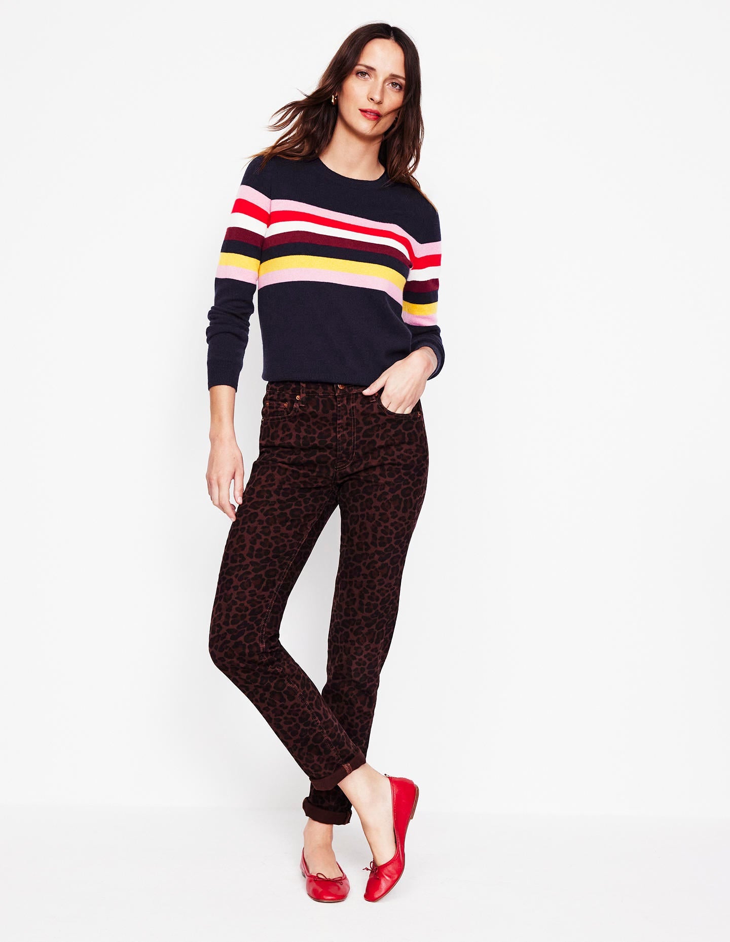 Eva Kaschmirpullover mit Rundhalsausschnitt-Marineblau, Regenbogen-6