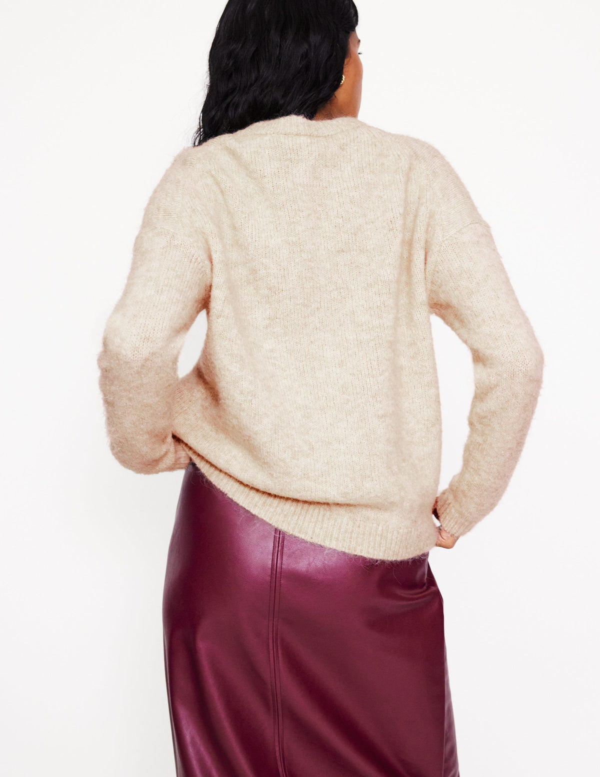 Rosemary Lockerer, flauschiger Pullover-Beige Meliert - Image 3