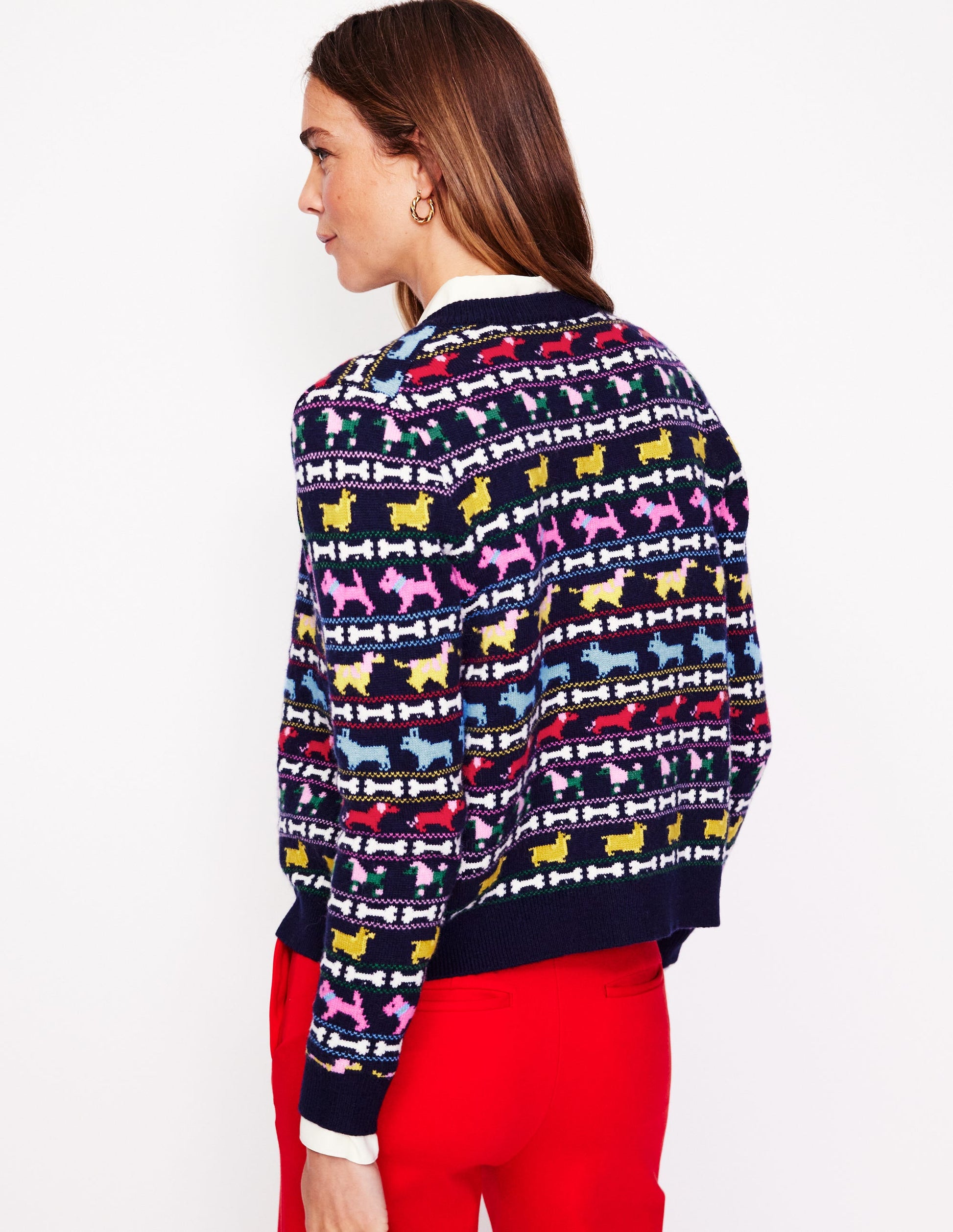 Edie Fair-Isle-Strickjacke-Marineblau, Hunde-3