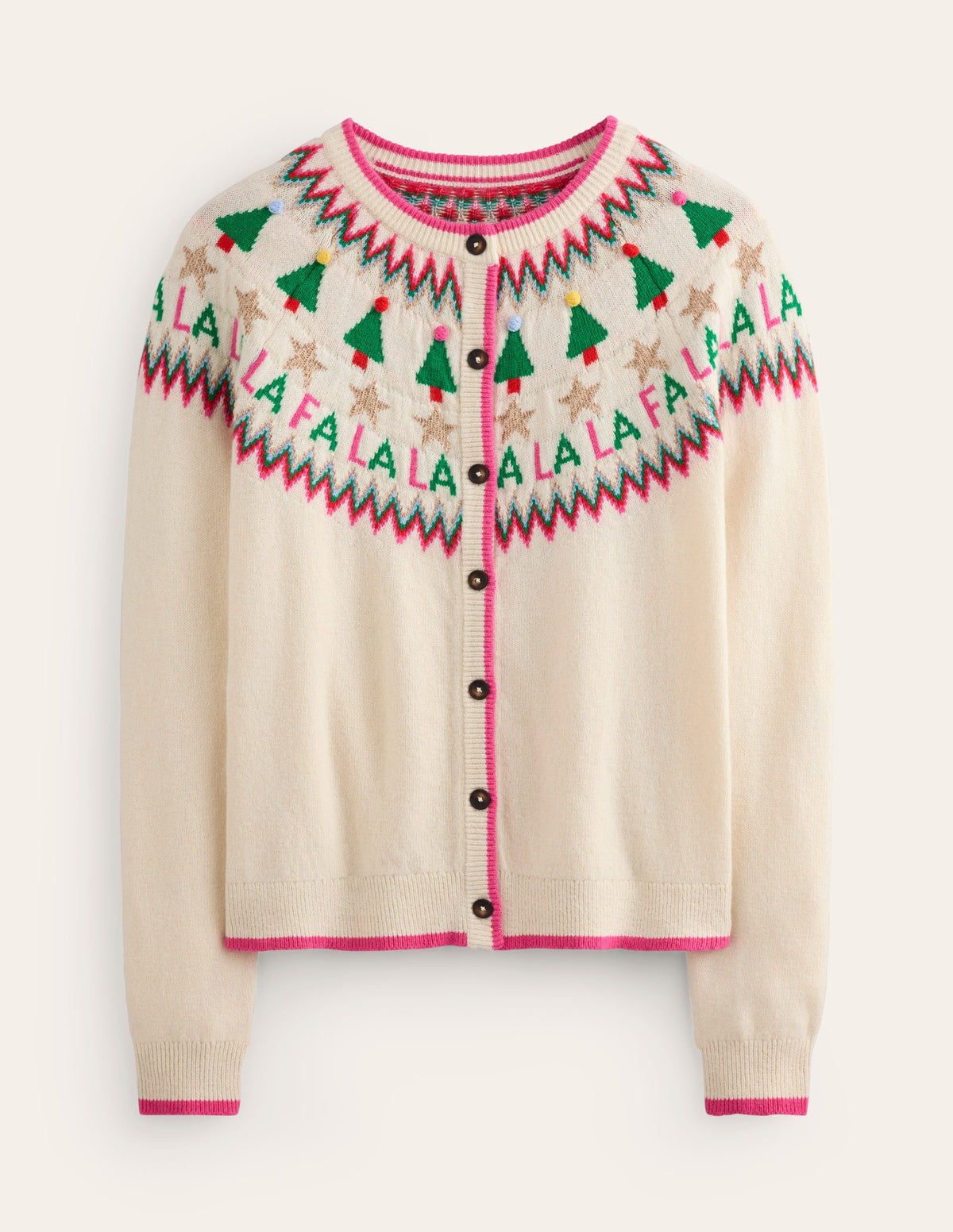Edie Fair-Isle-Strickjacke-Beige Meliert, Fa La La-7