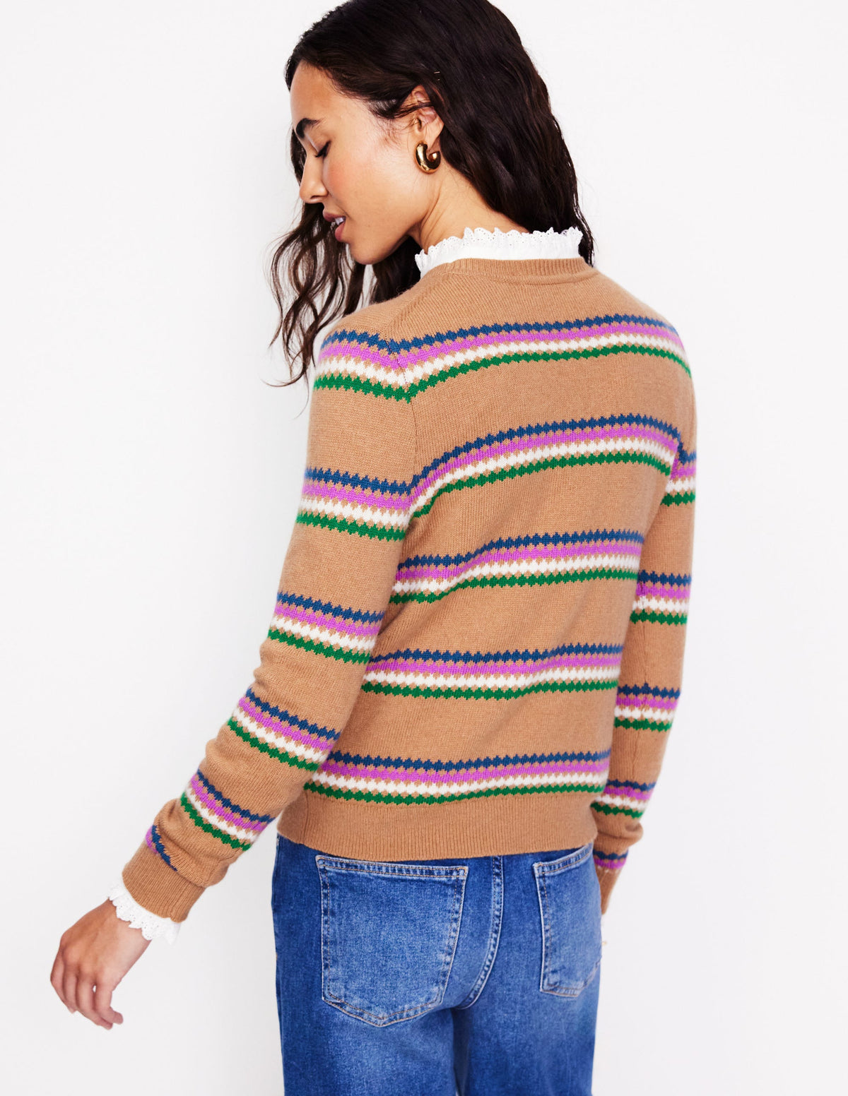 Pull Edie à motif jacquard-Losanges camel-3