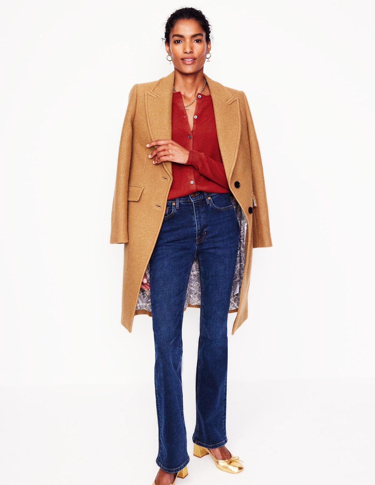 Eva Cashmere Crew Cardigan-Copper Brown - Image 4