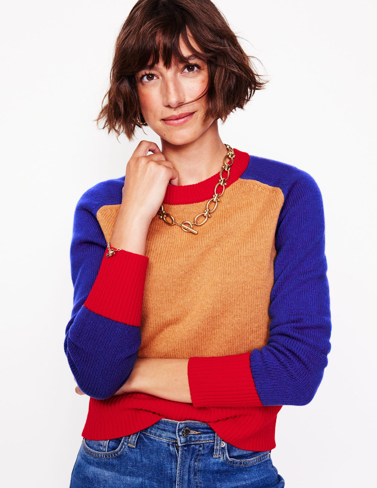 Olivia Merino-Pullover-Graubraun Meliert-1