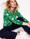Pull Heather en jacquard-Vert émeraude profond, chats