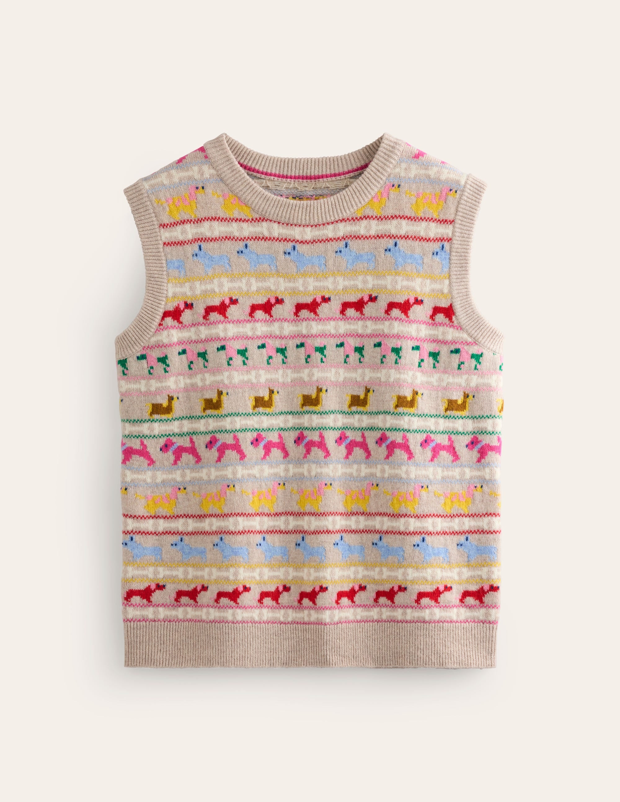 Edie Fair-Isle-Top-Haferbeige Meliert, Bunt Hunde - Image 8