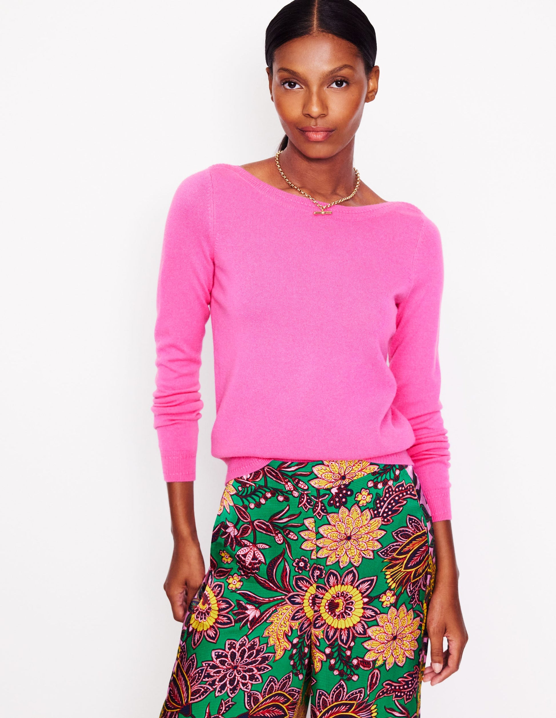 Eva Kaschmirpullover mit U-Boot-Ausschnitt-Rosa Turmalin-1