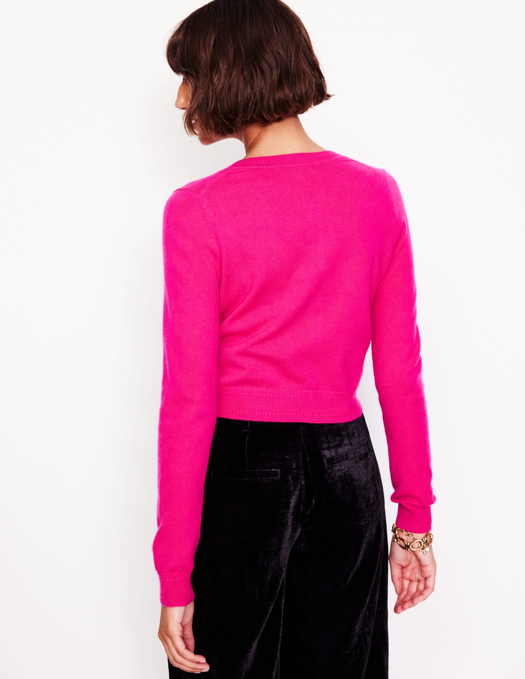 Eva Verkürzte Strickjacke aus Kaschmir-Hellrosa - Image 3