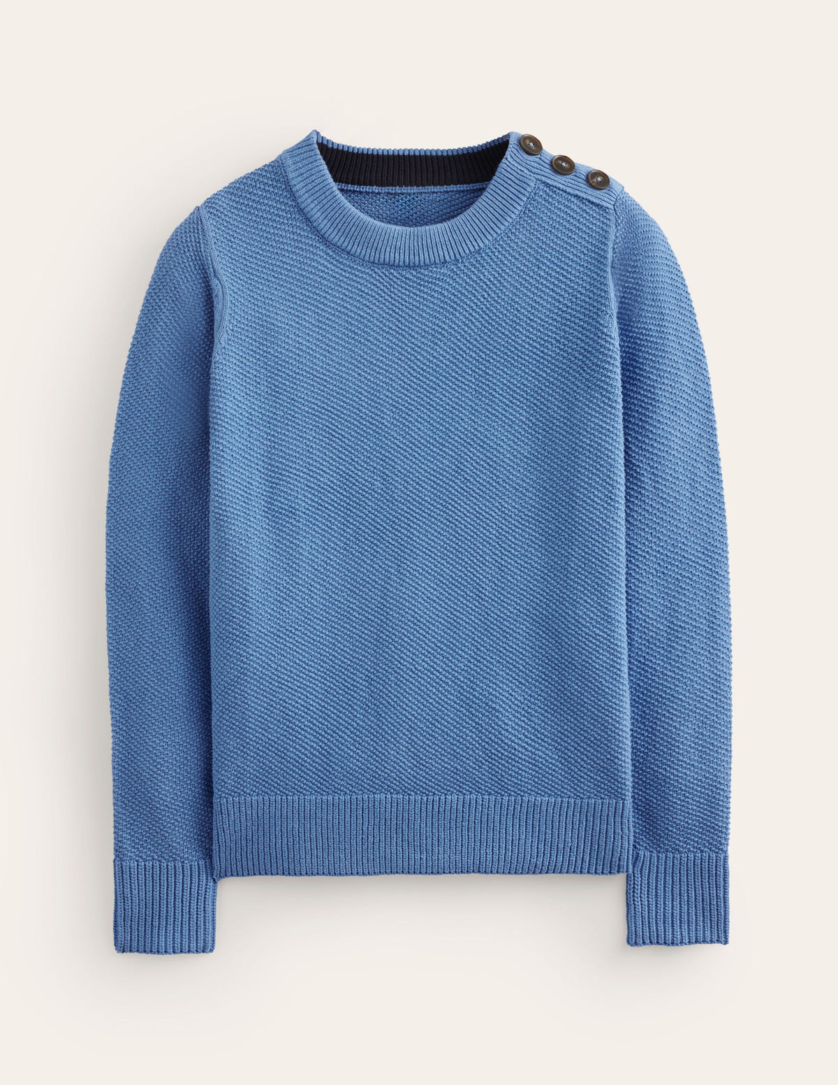 Pull à surpiqûres et boutons-Bleu porcelaine-5
