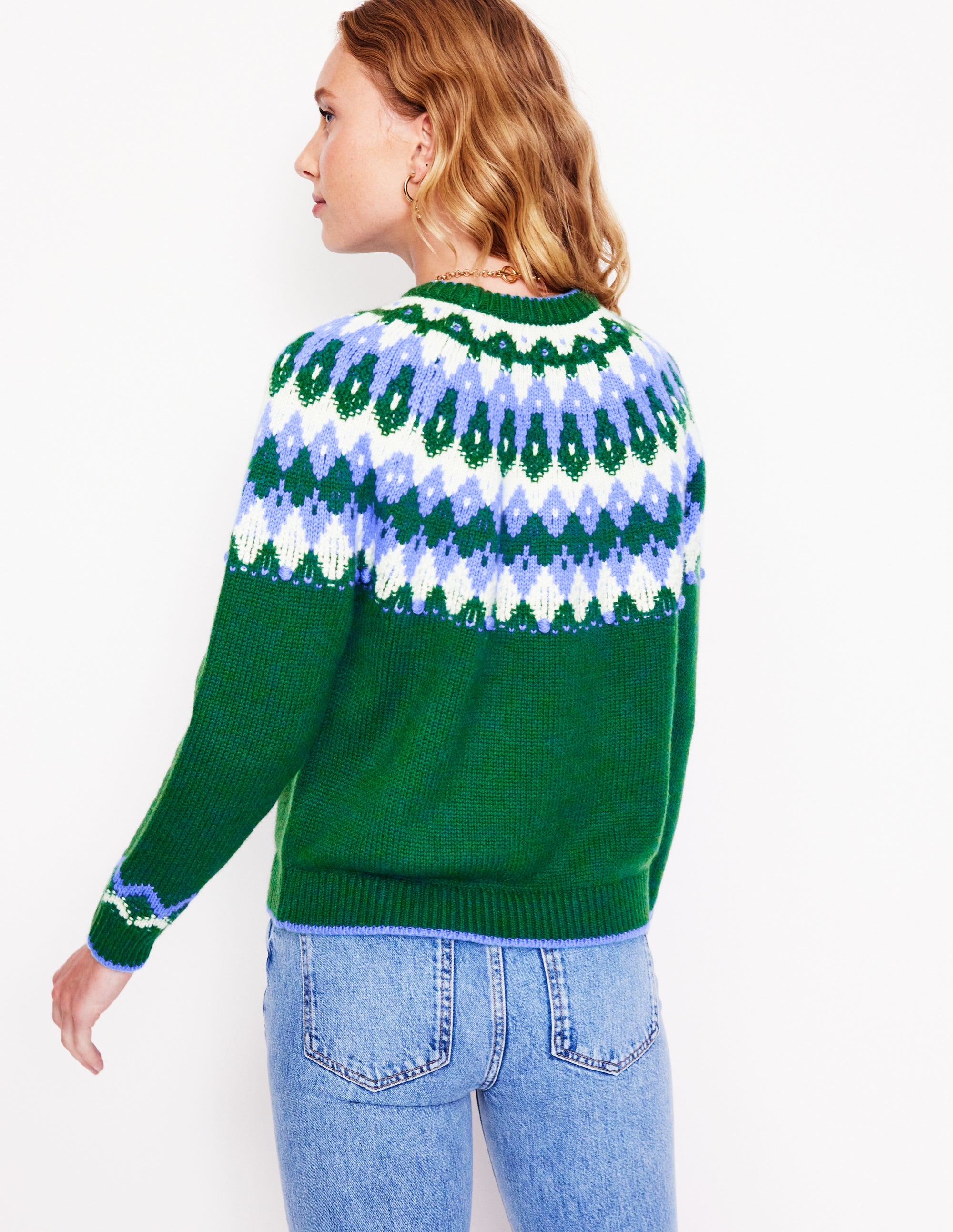 Pull Eleanor à motif jacquard-Vert Pin - Image 3