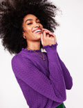 Tia Pullover mit Pointelle-Design und Rüschen-Black