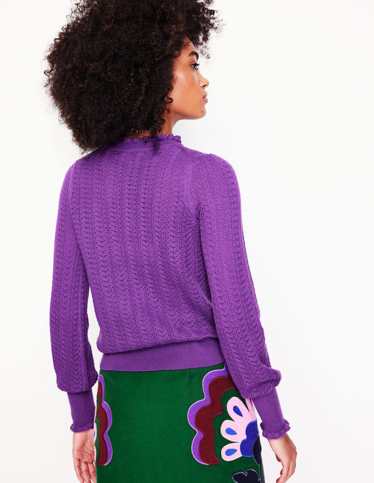 Tia Pullover mit Pointelle-Design und Rüschen-Black - Image 3