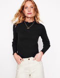 Imi Pullover mit Muschelsaum-Schwarz