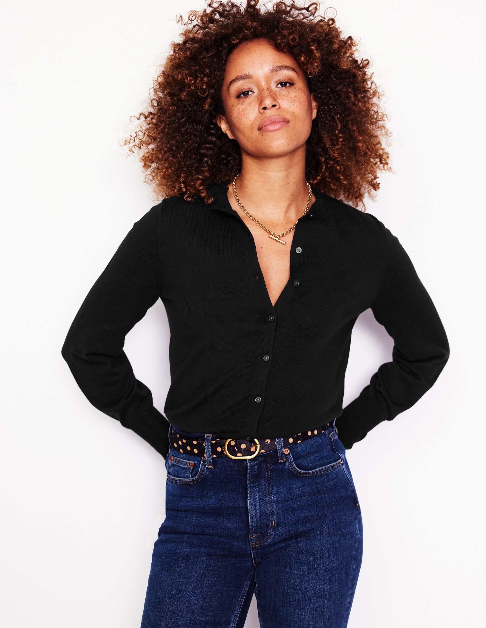 Imi Scalloped Cardigan-Black - Image 1
