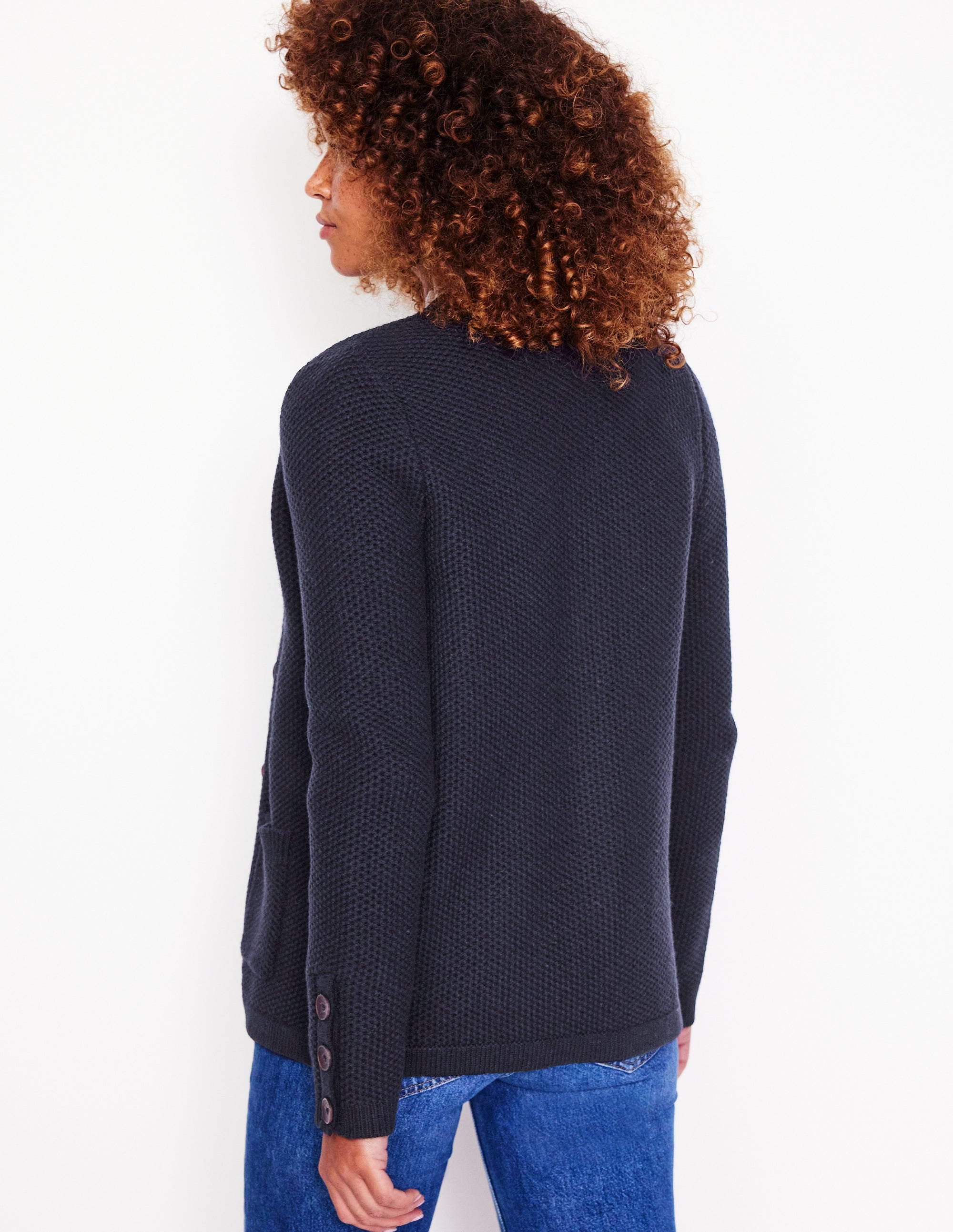 Texturierte Strickjacke mit Ziernaht-Aqua Marine Marl - Image 3