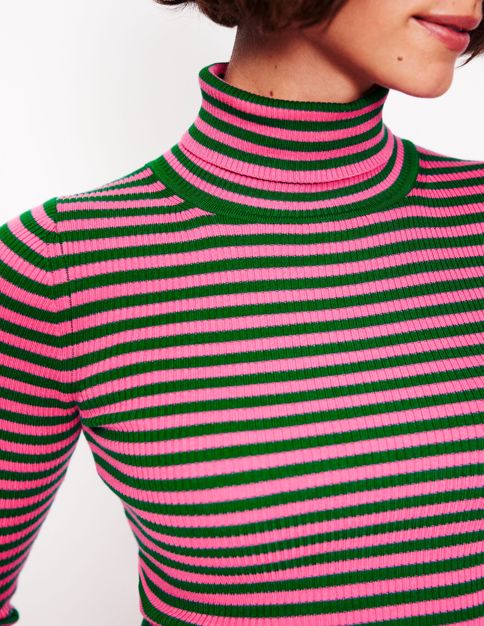 Catriona Rollkragenpullover-Karminrosa, Malachitgrün - Image 2