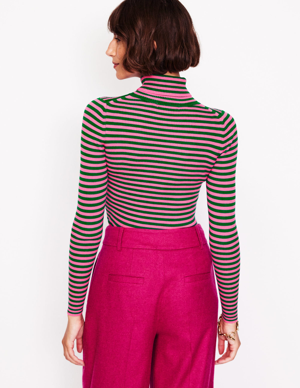 Catriona Rollkragenpullover-Karminrosa, Malachitgrün - Image 3