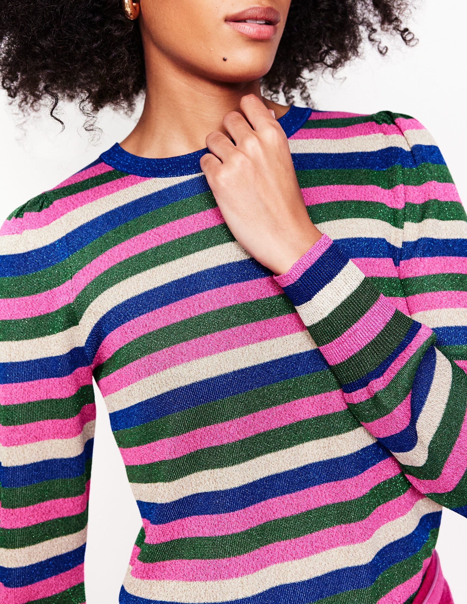 Partypullover mit Streifen-Ackerbohnengrün/Pink, Gestreift-2