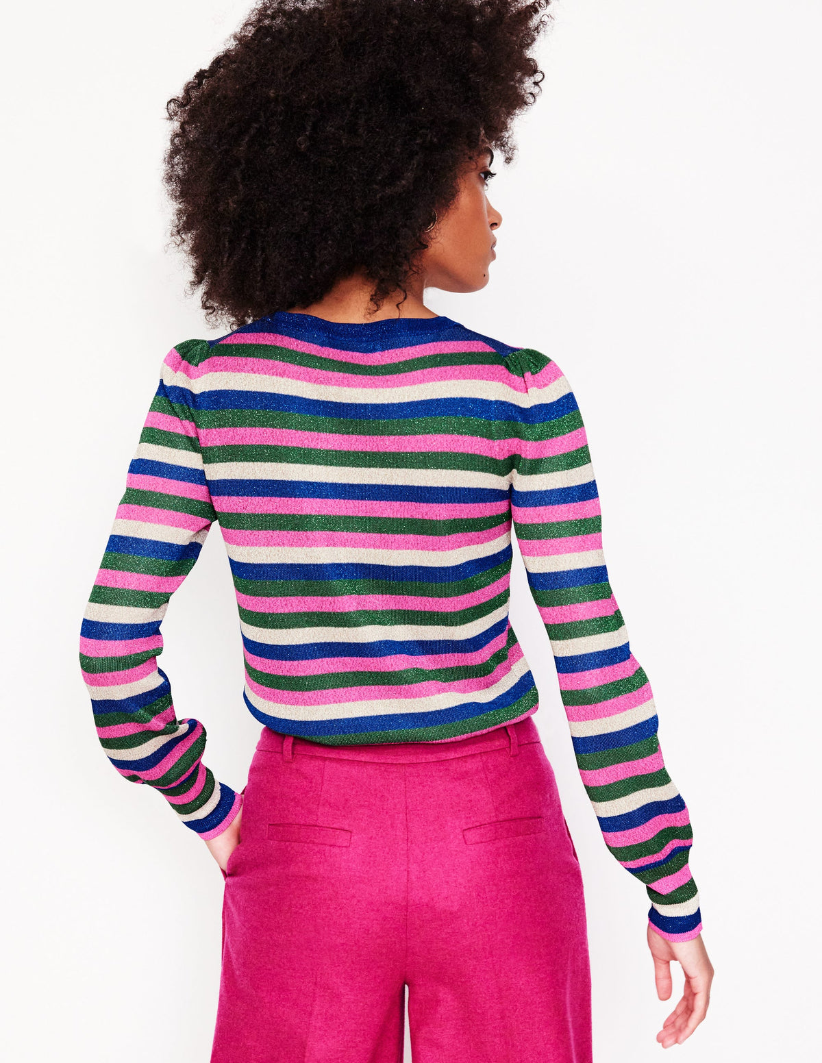 Partypullover mit Streifen-Ackerbohnengrün/Pink, Gestreift - Image 3
