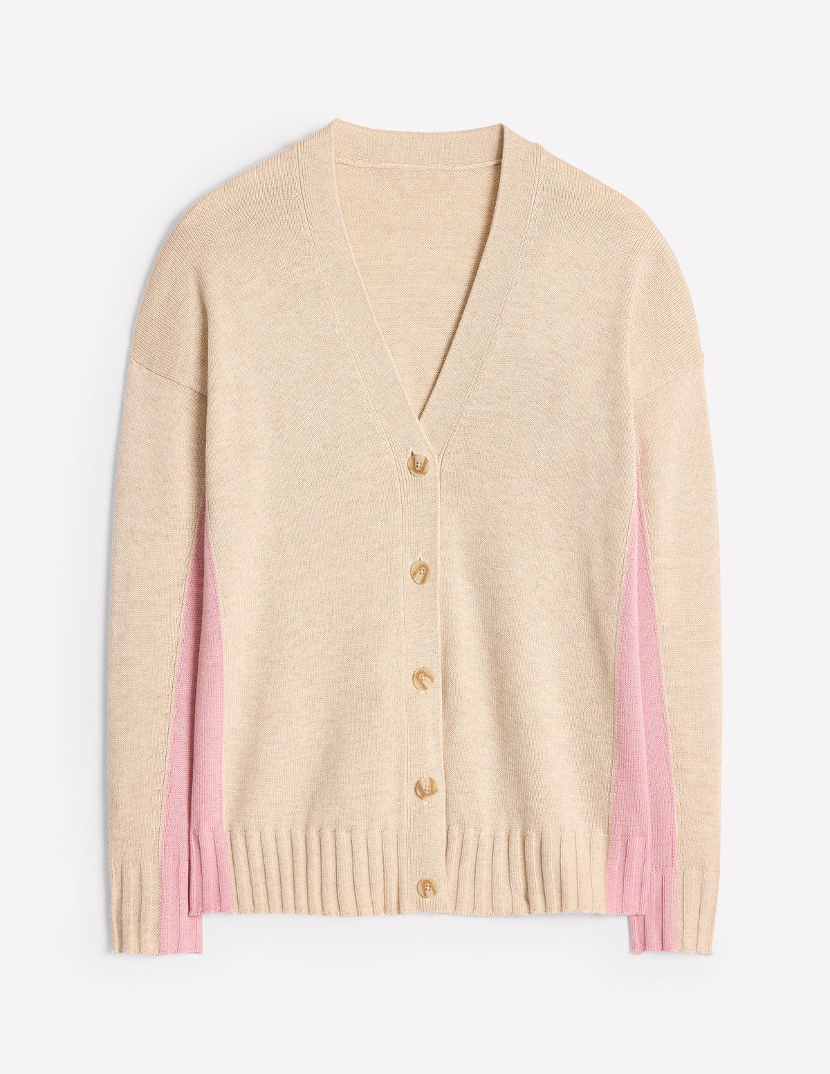 Zia Longline V-Neck Cardigan-Oatmeal Melange - Image 5
