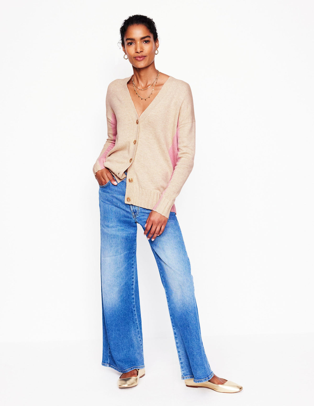 Zia Longline V-Neck Cardigan-Oatmeal Melange-4