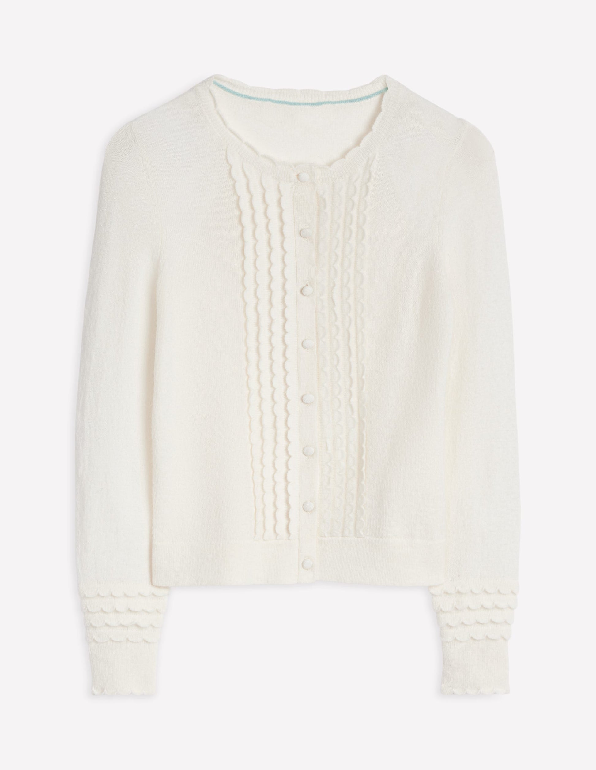 Strickjacke mit Muschelsaum an den Ärmeln-Warmes Naturweiß-5