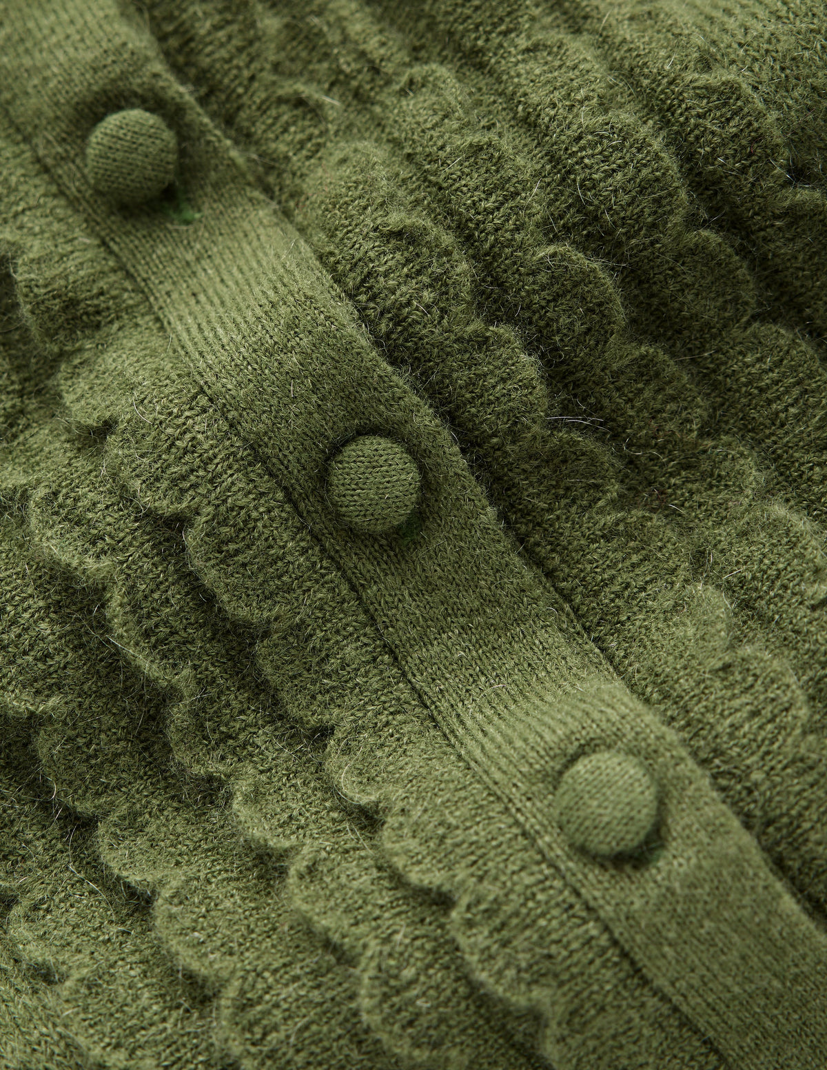 Strickjacke mit Muschelsaum an den Ärmeln-Oreganogrün - Image 7