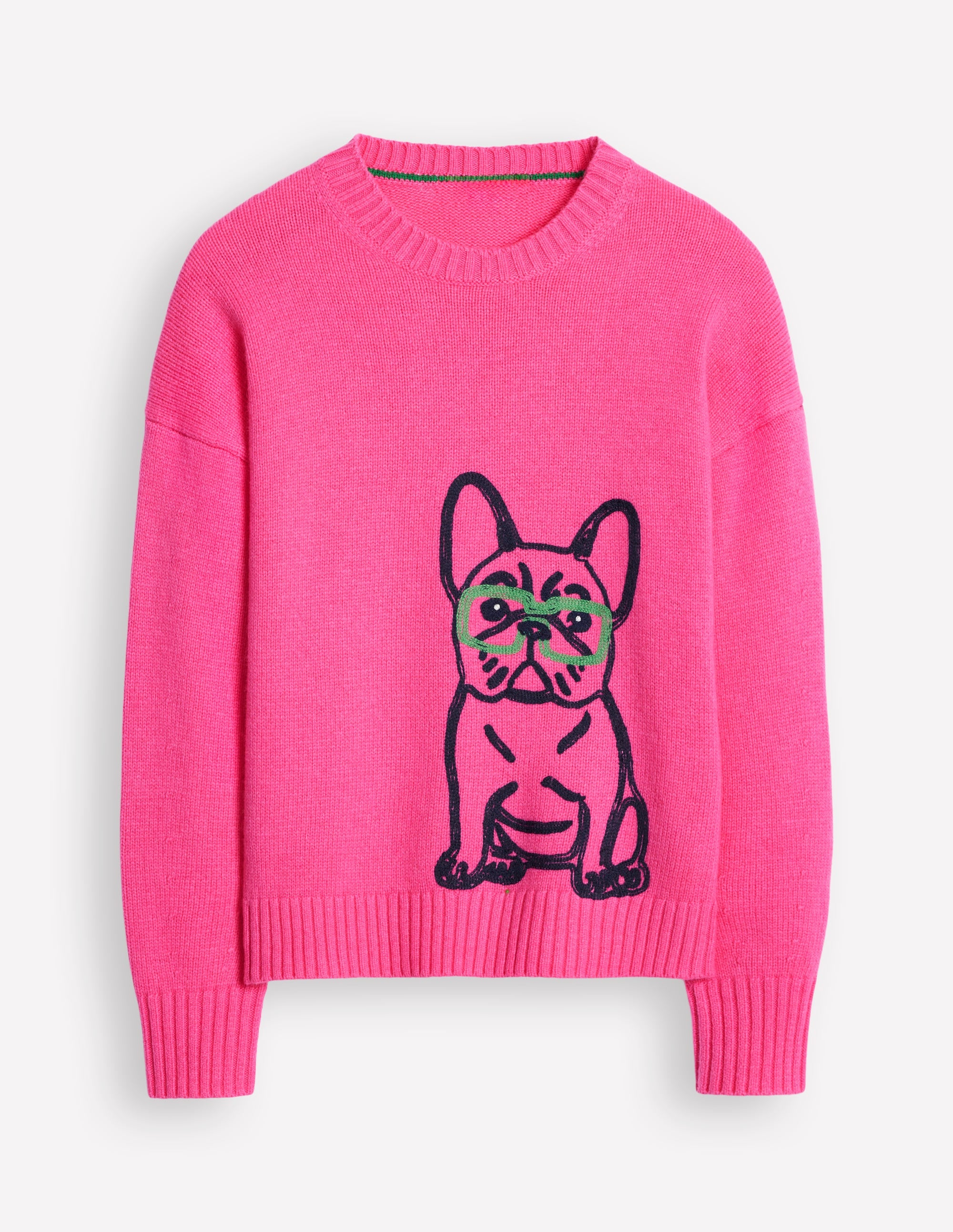 Natalie Pullover mit Stickerei-Festliches Rosa, Bulldogge - Image 5
