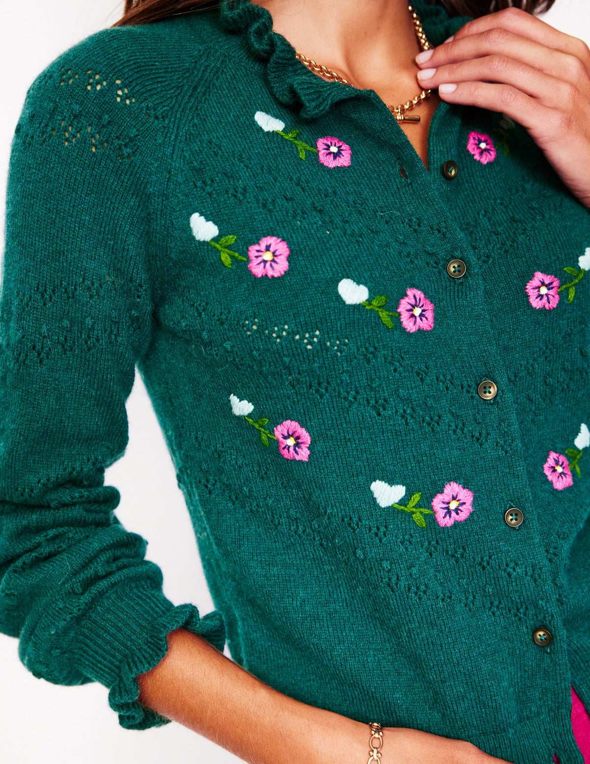 Gilet Fae brodé-Vert Clairière - Image 2
