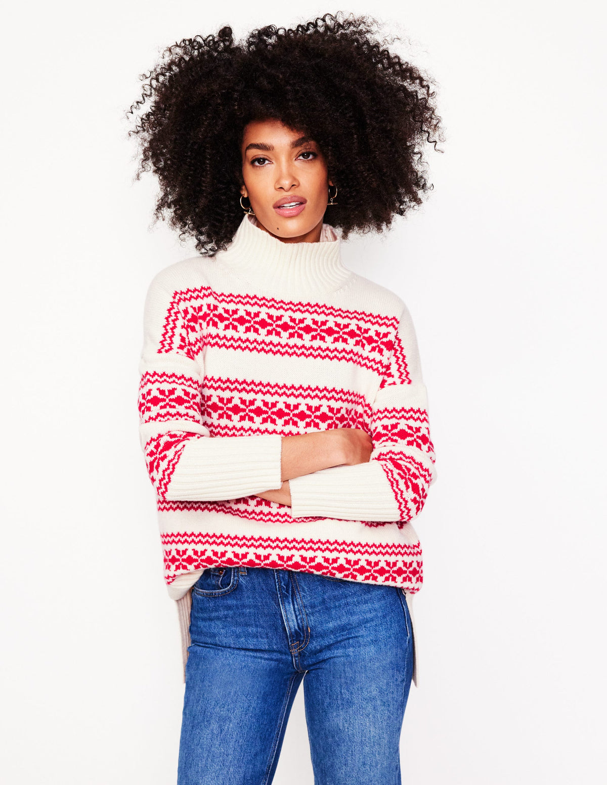 Jessica Oversized Jumper-Red Fair Isle-1