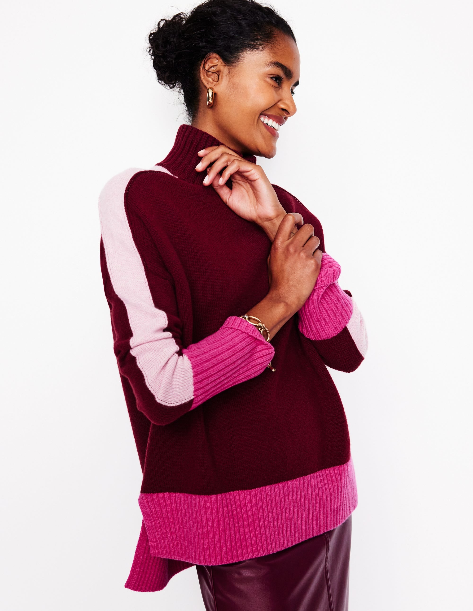Pull Jessica oversize-Wistéria Foncé, Bloc de Couleur - Image 1