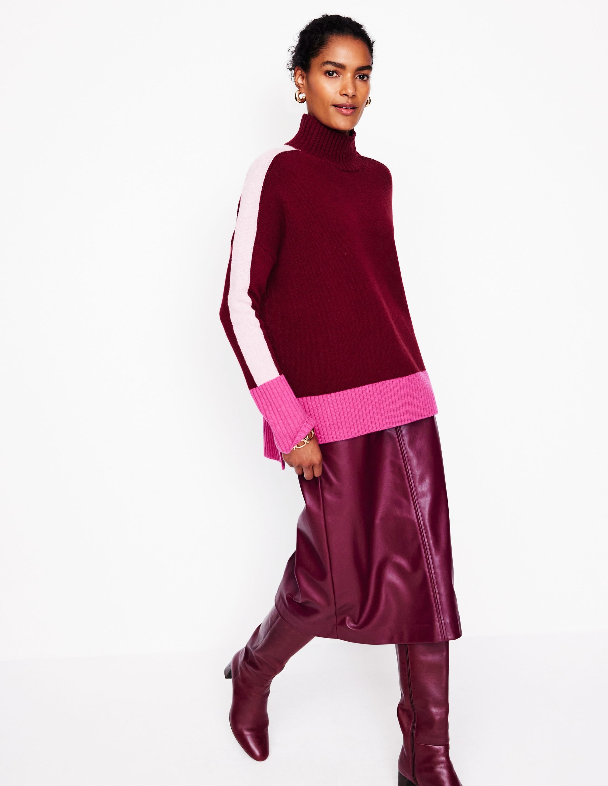 Pull Jessica oversize-Wistéria Foncé, Bloc de Couleur - Image 4