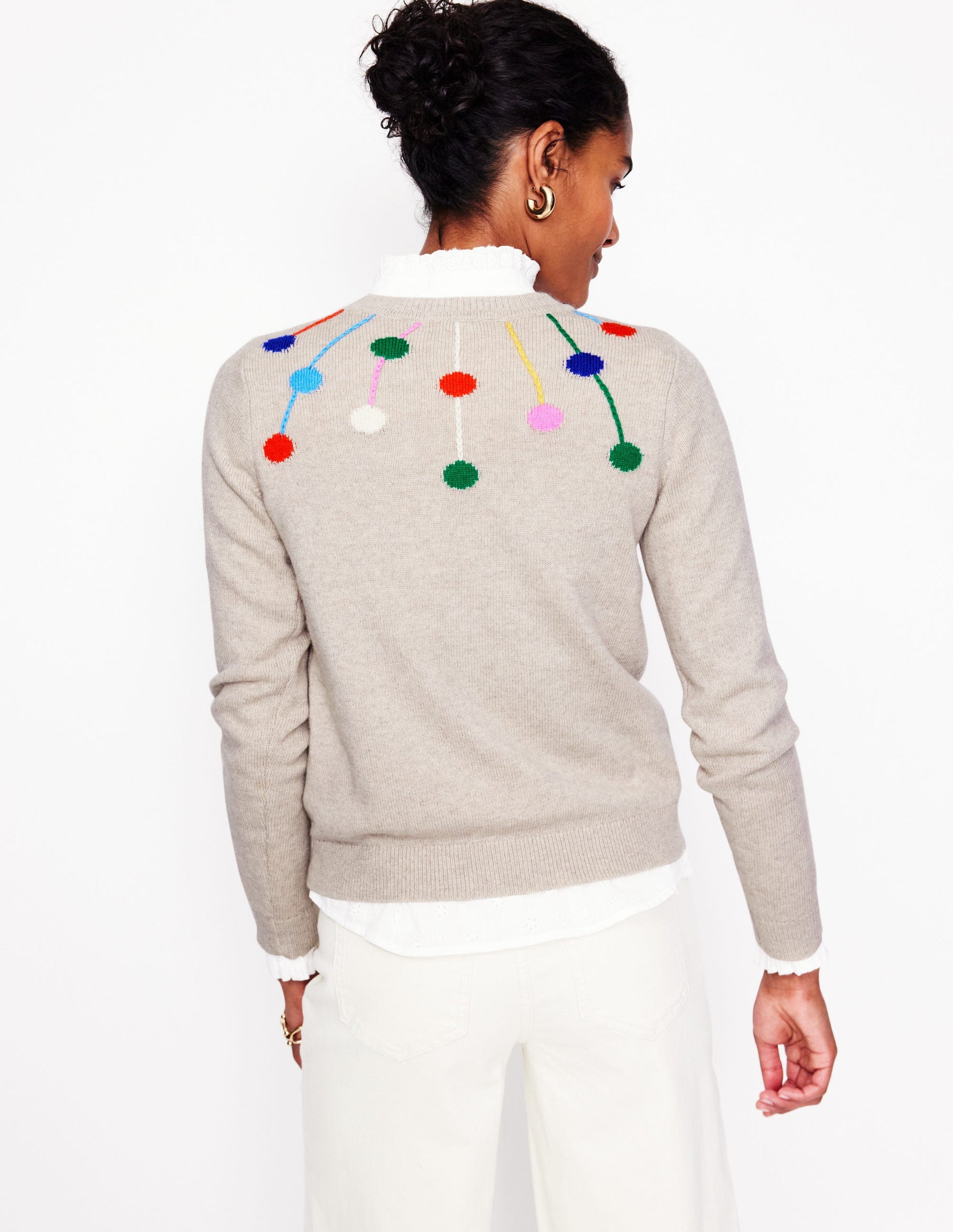 Pullover mit Bommeln-Beige-3