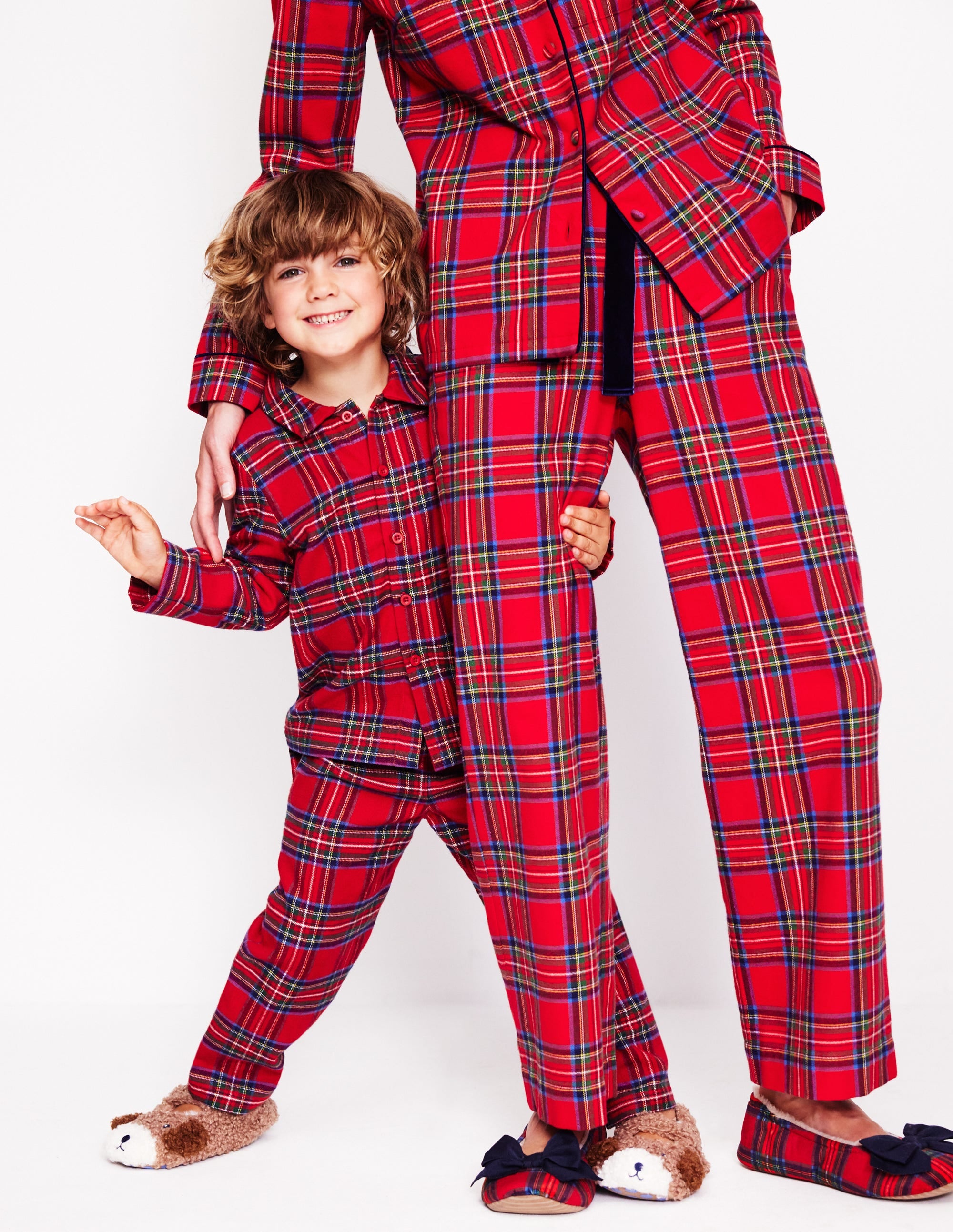 Brushed Cotton Pyjama Trousers-Tonal Reds Check - Image 5