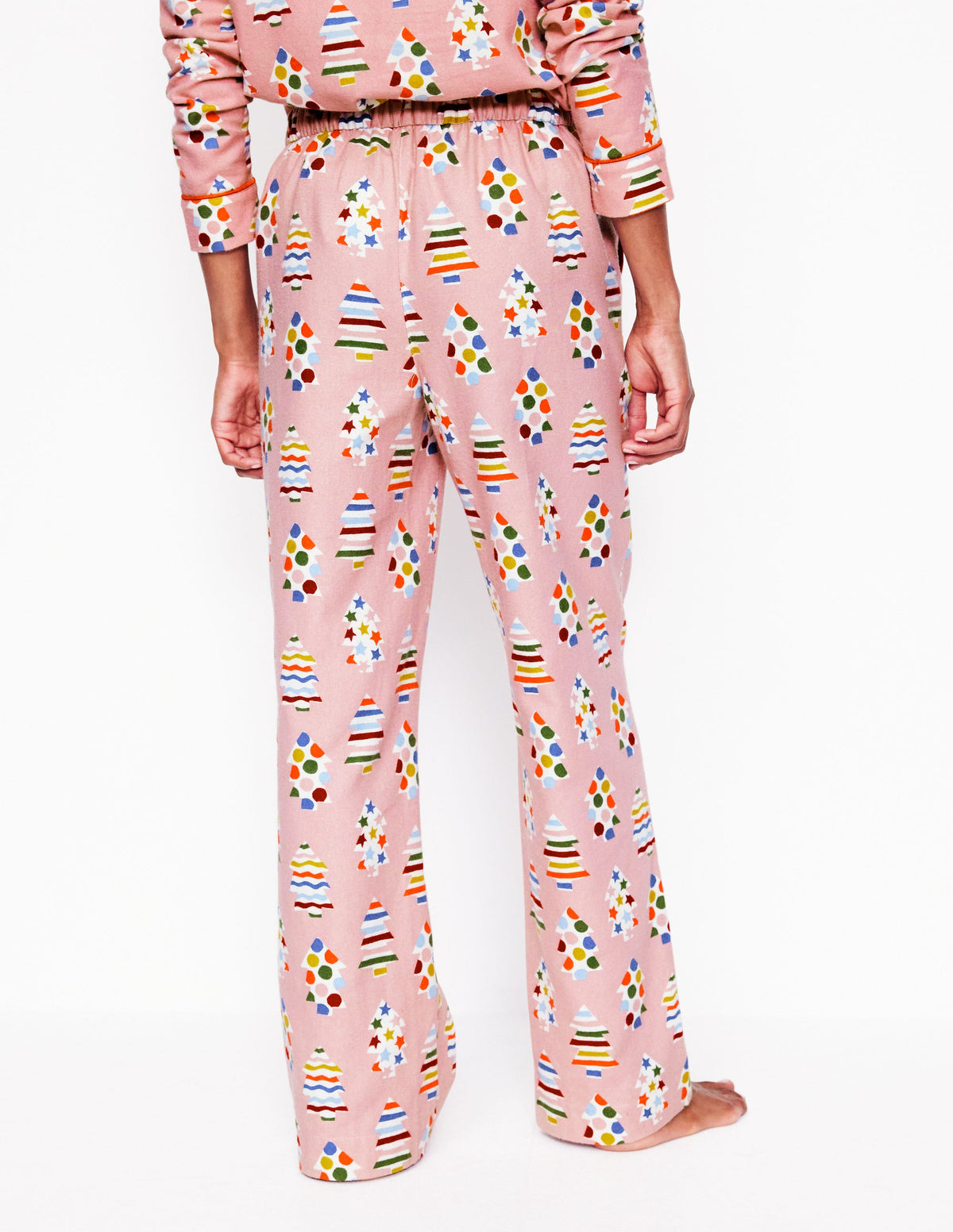Bas de pyjama en coton brossé-Quartz, Arbres de Noël-3
