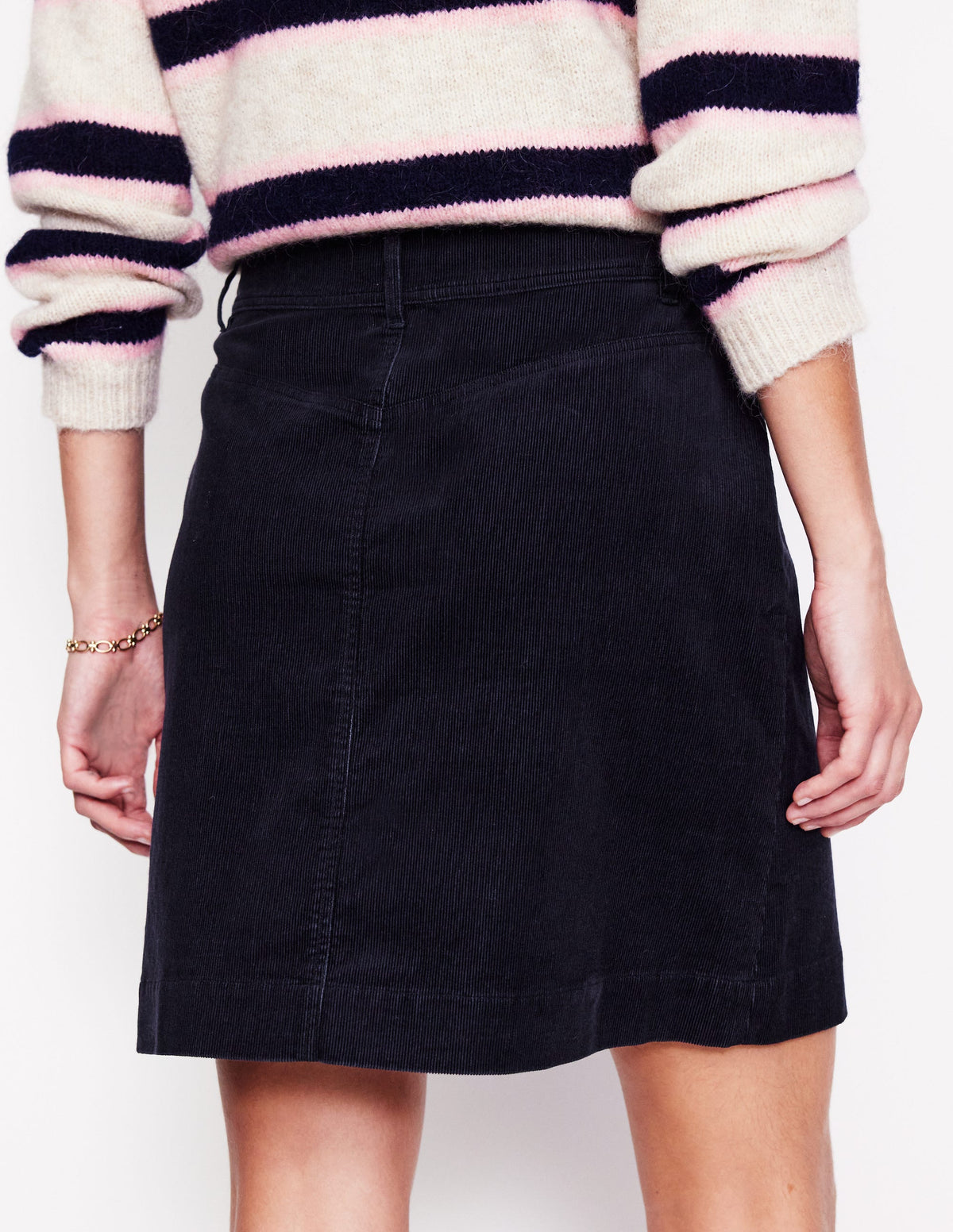 Estella Cord Skirt-Navy-3
