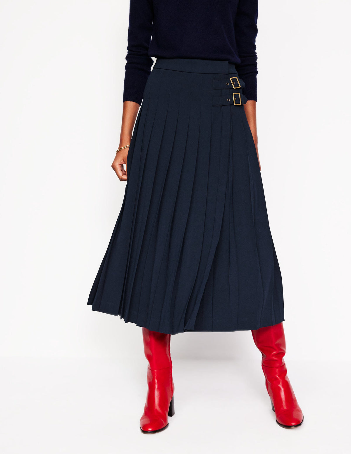 Josephine Midi Kilt-Navy - Image 4