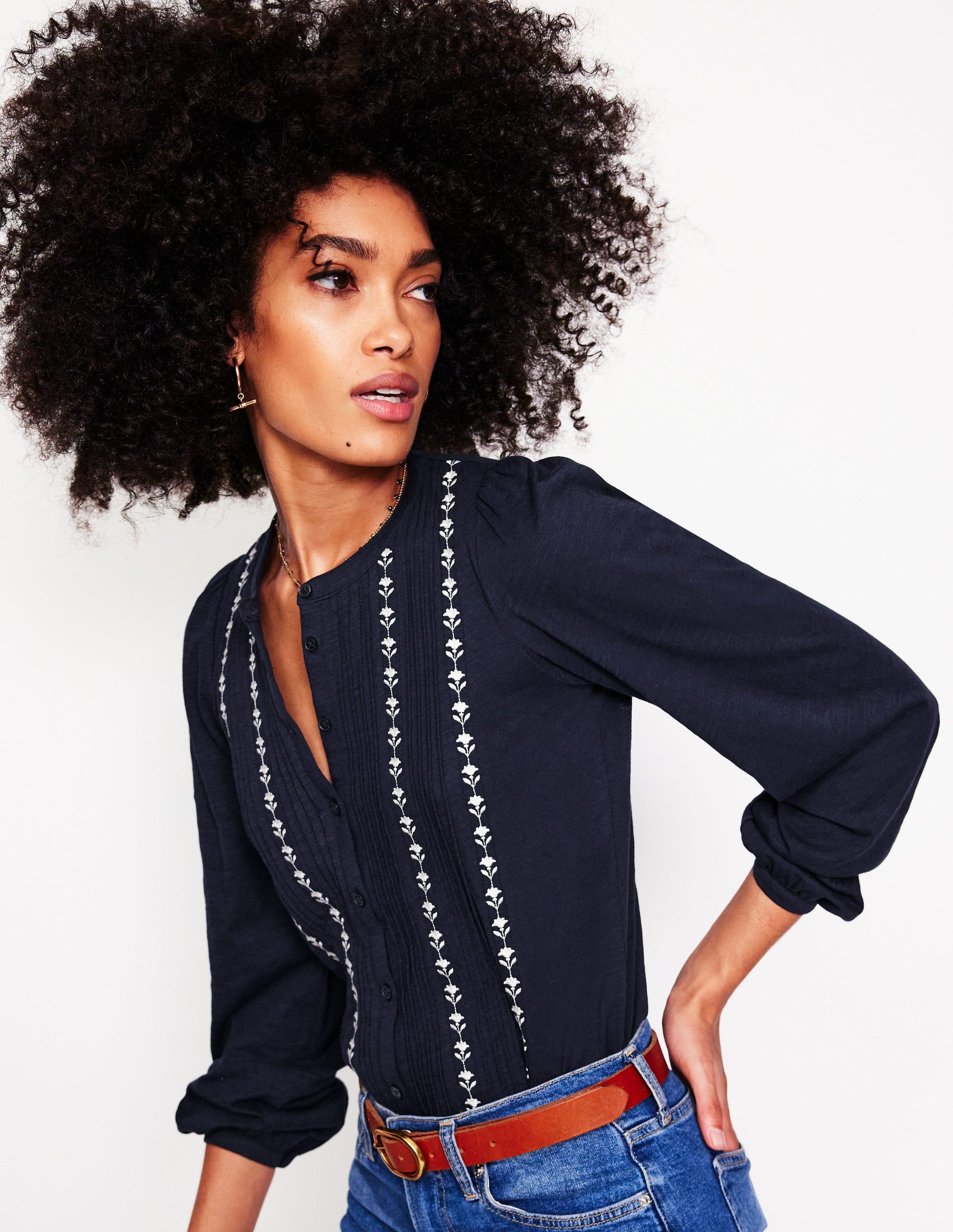 Marina Besticktes Hemd-Aqua Marine Marl-2