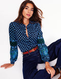 Fay Gesmoktes Jerseyhemd-Dämmerung blau, Paisley Kleiner Blumenstrauß