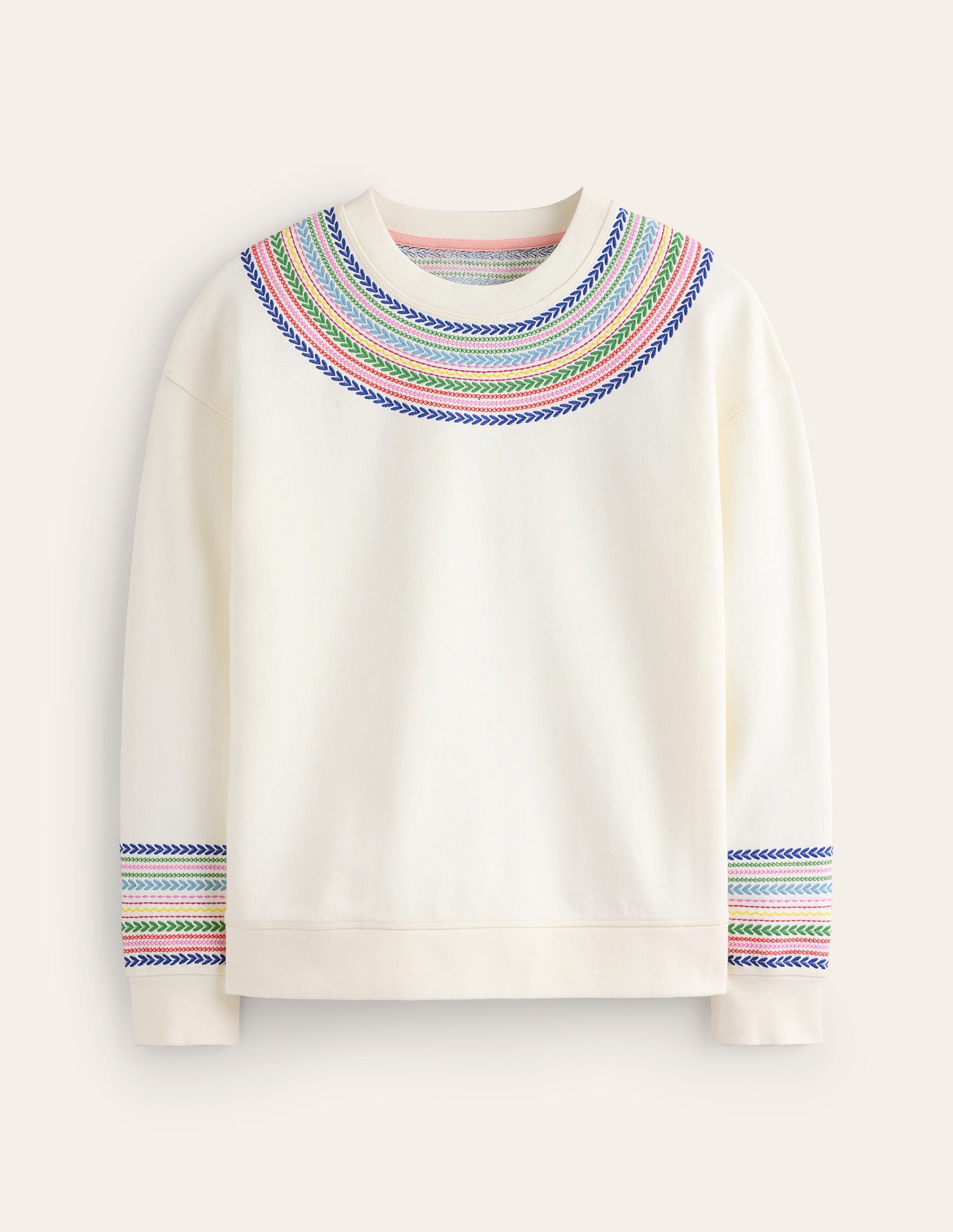 Emi Embroidered Sweatshirt-Ivory, Multi Fairisle-6