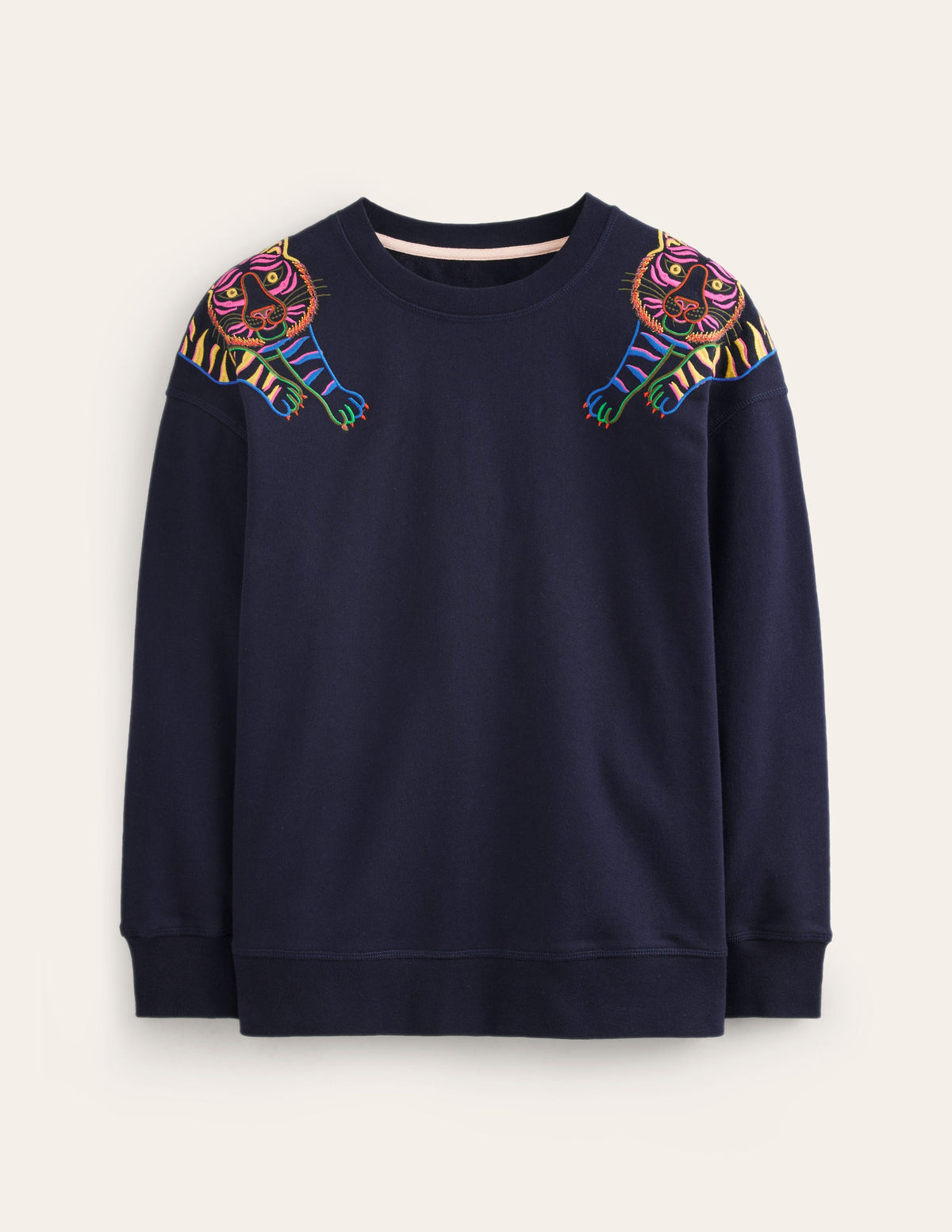 Emi Sweatshirt mit Stickerei-Marineblau, Tiger Stickerei-6