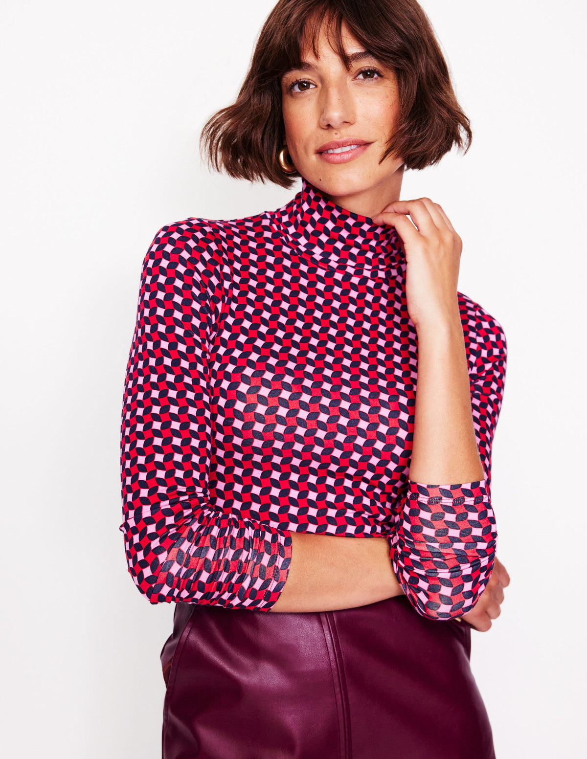 Polly Jersey-Oberteil-Rubin, Abstrakter Diamant - Image 1