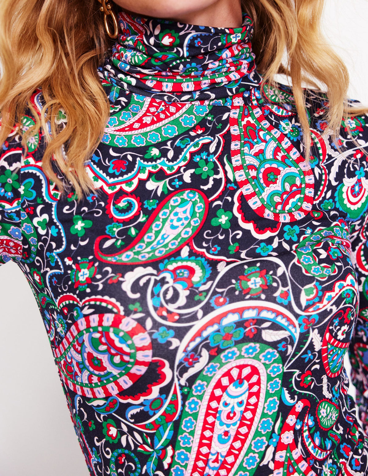 Polly Jersey-Oberteil-Marineblau, Paisley Paradies - Image 2