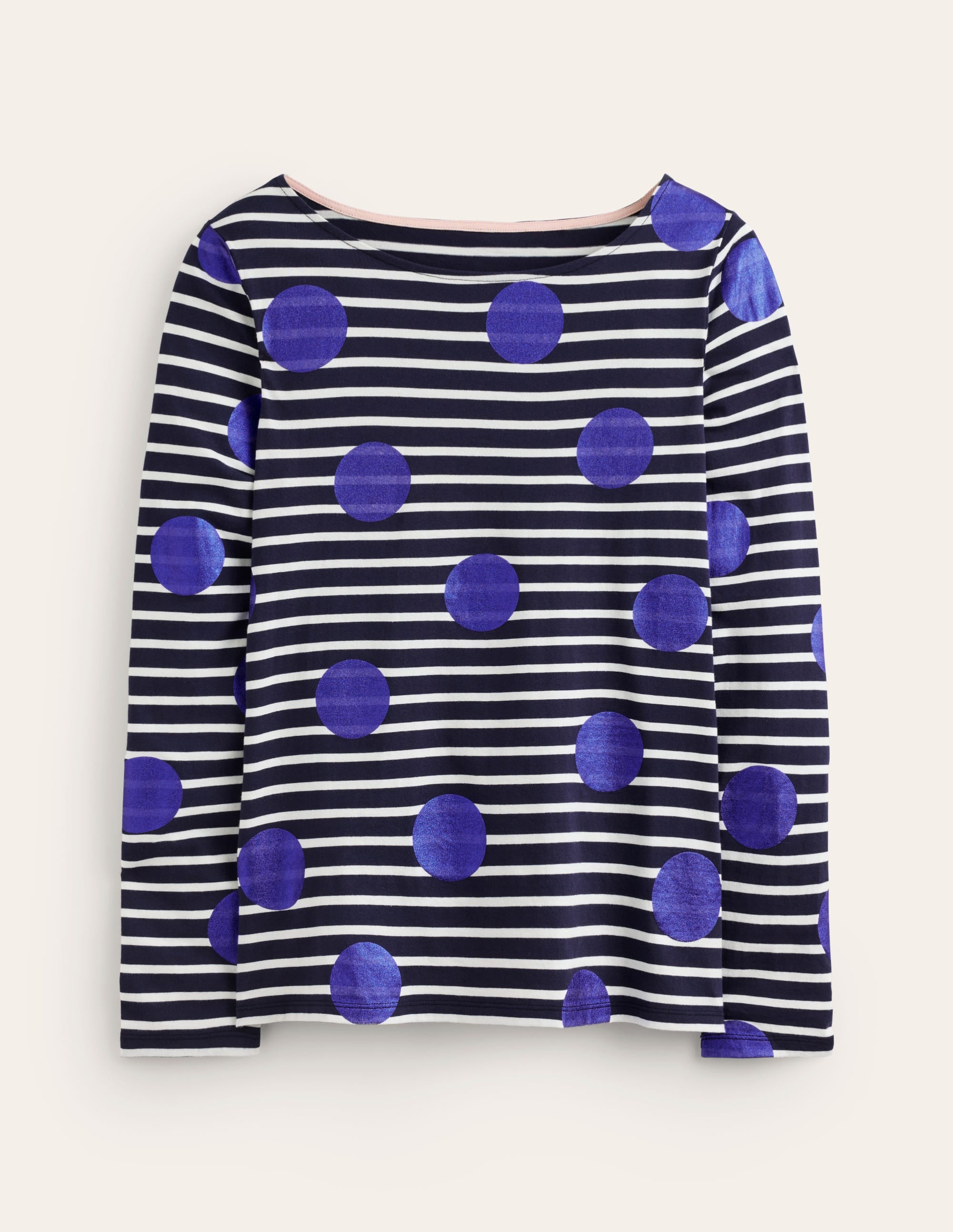 Ella Breton-Shirt mit langen Ärmeln-Marineblau, Naturweiß, Blaue Punkte - Image 7