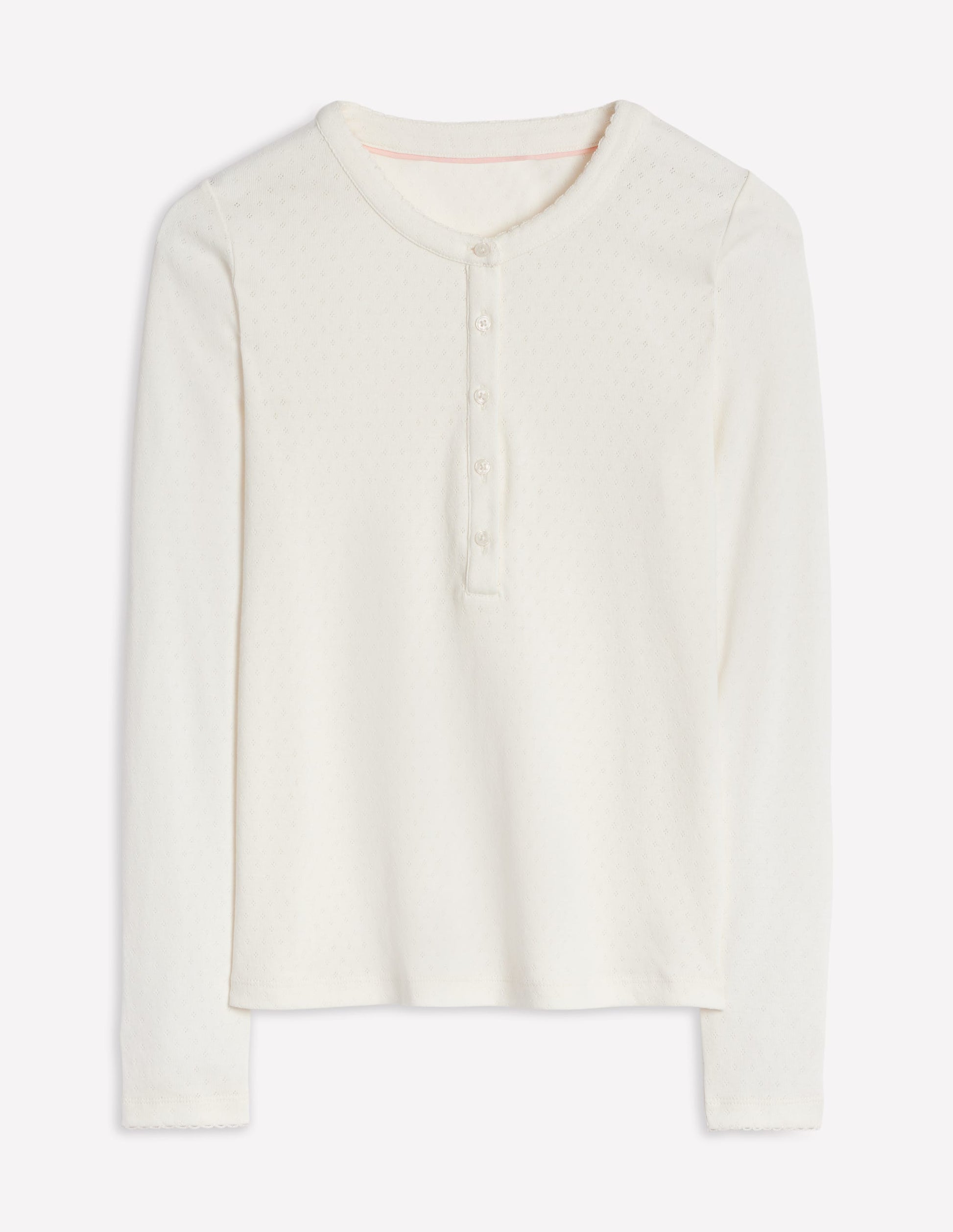 Henley Pointelle-Oberteil-Ivory and Navy Spot-5