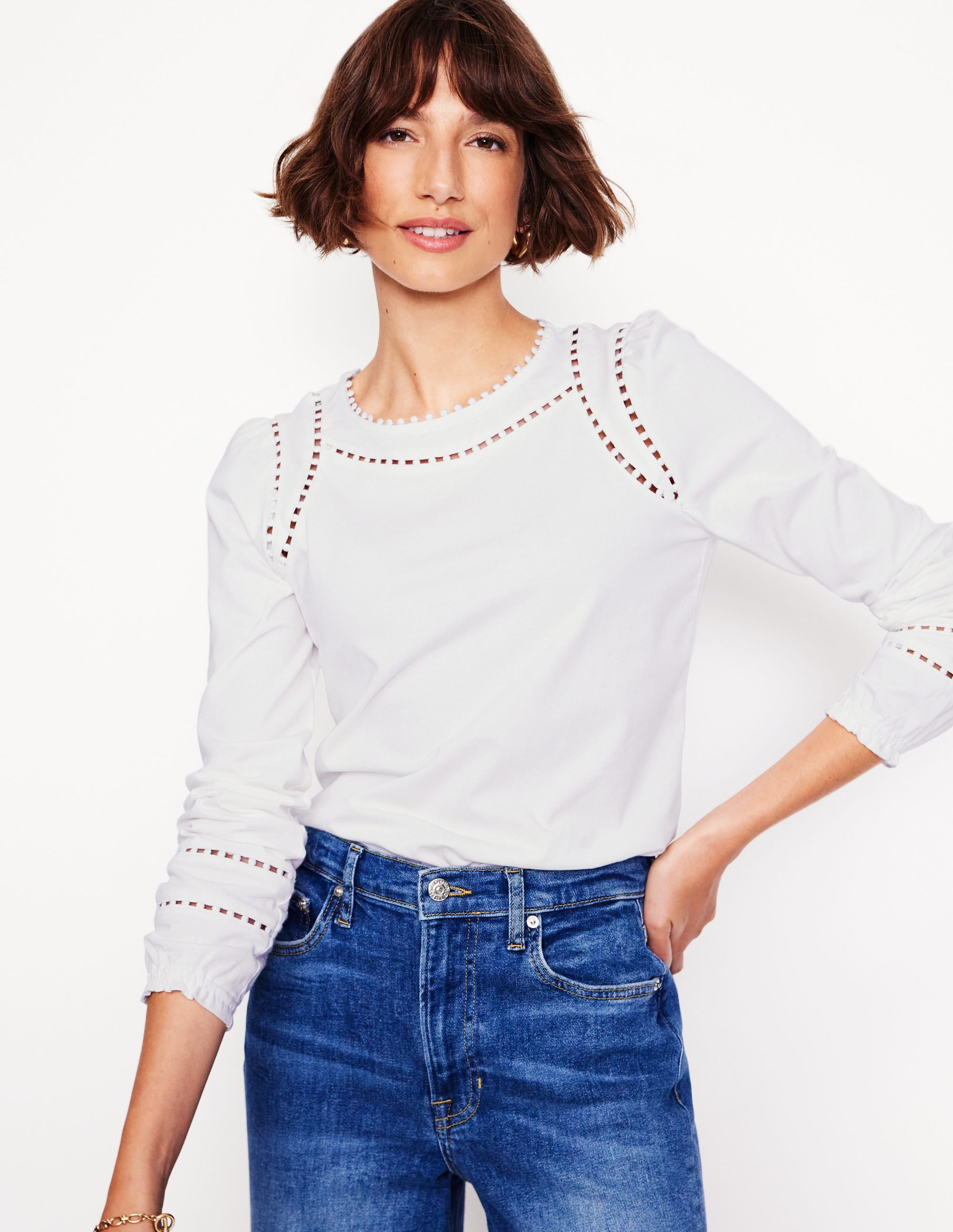 Top Mila à manches longues-Blanc - Image 1