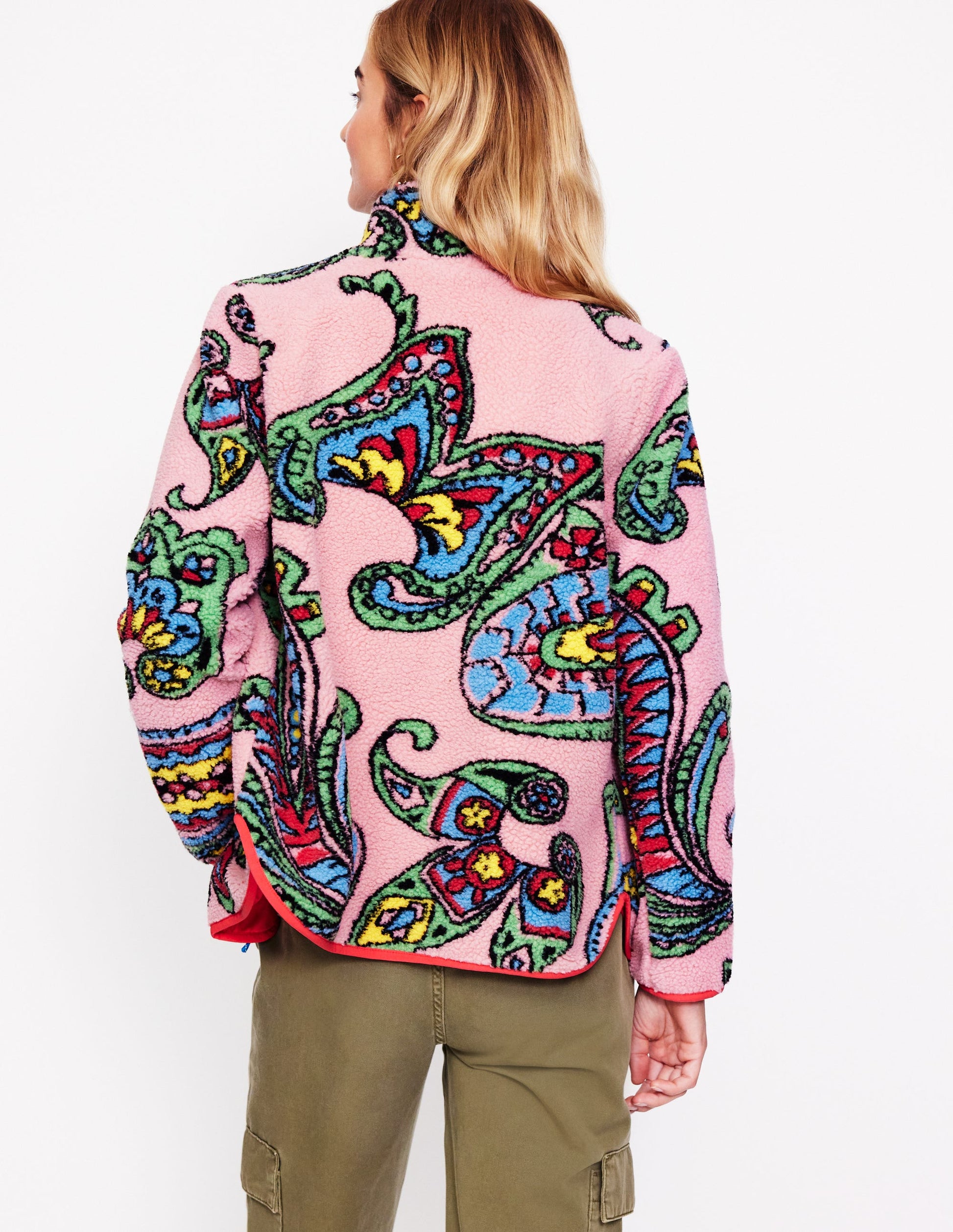 Truro Teddyfell-Fleecejacke-Charm-Rosa, Paisley Welle Groß-3