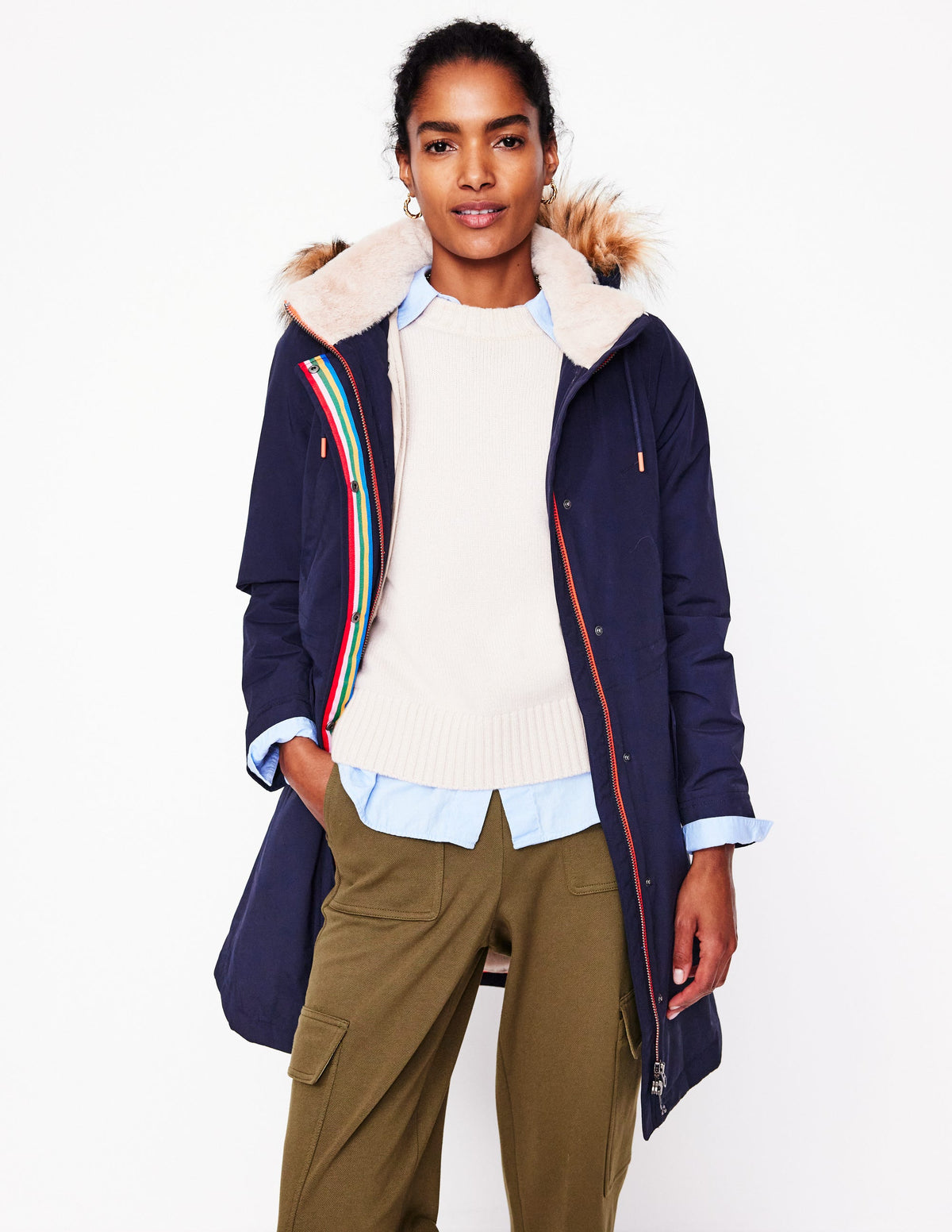 Parka mit Webpelzkapuze-Aqua Marine Marl-1