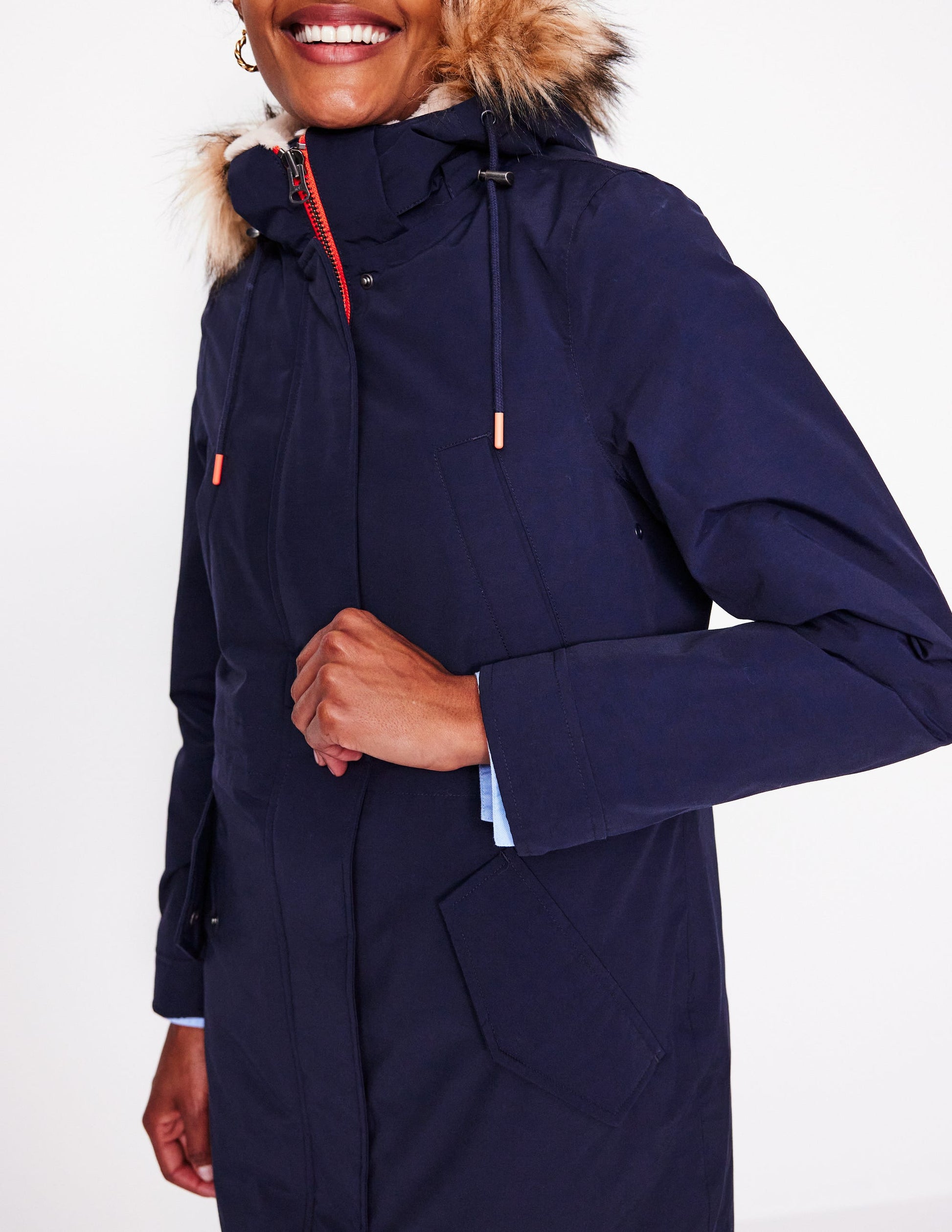 Parka mit Webpelzkapuze-Aqua Marine Marl-2
