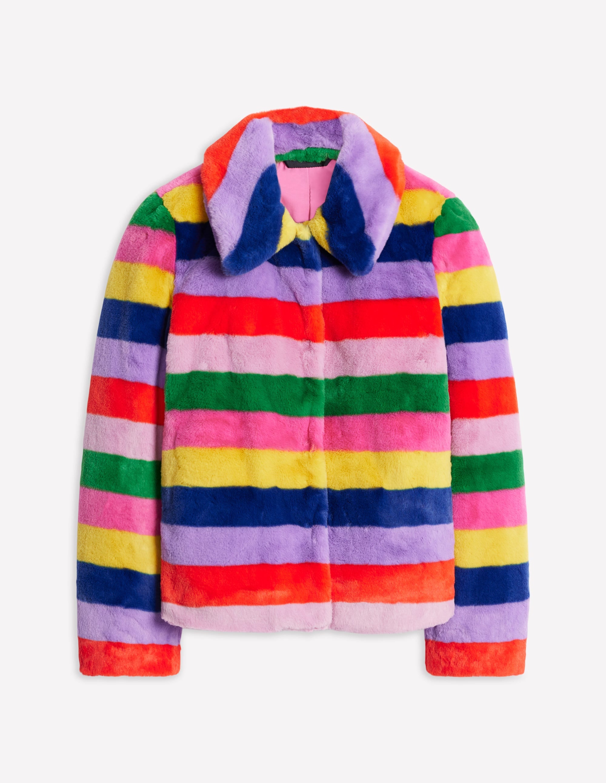 Stripe Faux-Fur Coat-Rainbow Stripe - Image 7